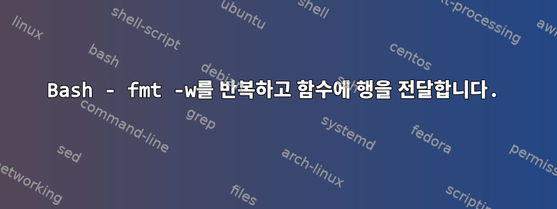 Bash - fmt -w를 반복하고 함수에 행을 전달합니다.