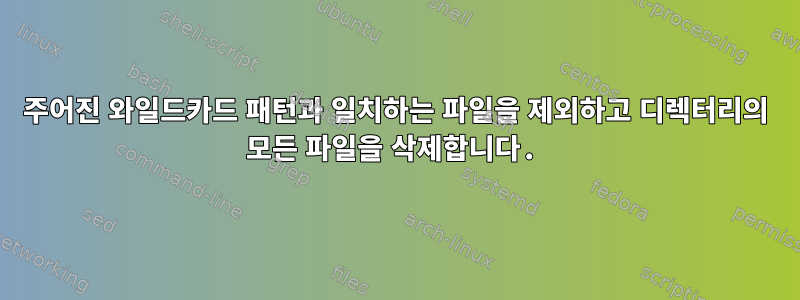 주어진 와일드카드 패턴과 일치하는 파일을 제외하고 디렉터리의 모든 파일을 삭제합니다.