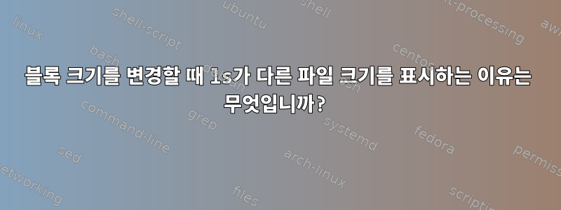 블록 크기를 변경할 때 ls가 다른 파일 크기를 표시하는 이유는 무엇입니까?