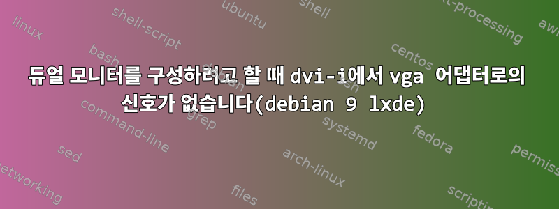 듀얼 모니터를 구성하려고 할 때 dvi-i에서 vga 어댑터로의 신호가 없습니다(debian 9 lxde)