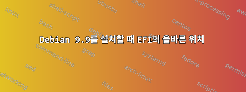 Debian 9.9를 설치할 때 EFI의 올바른 위치