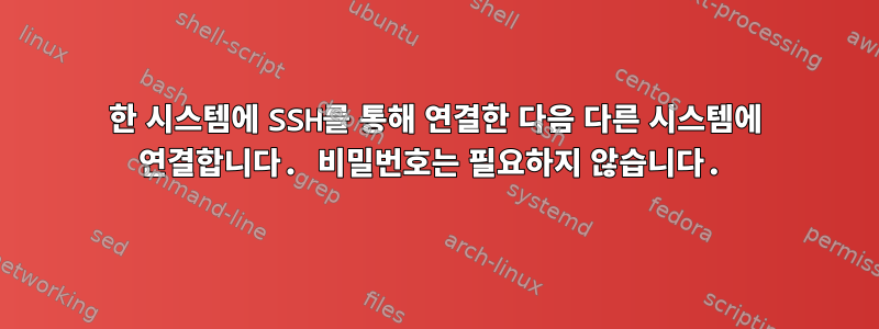 한 시스템에 SSH를 통해 연결한 다음 다른 시스템에 연결합니다. 비밀번호는 필요하지 않습니다.