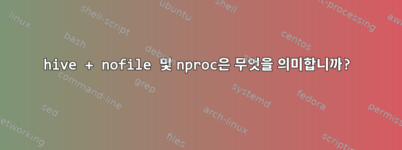 hive + nofile 및 nproc은 무엇을 의미합니까?