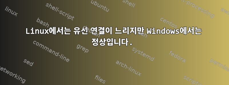 Linux에서는 유선 연결이 느리지만 Windows에서는 정상입니다.