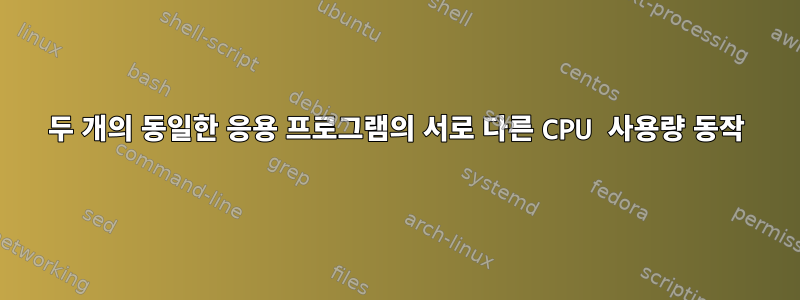 두 개의 동일한 응용 프로그램의 서로 다른 CPU 사용량 동작