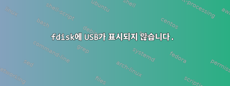 fdisk에 USB가 표시되지 않습니다.