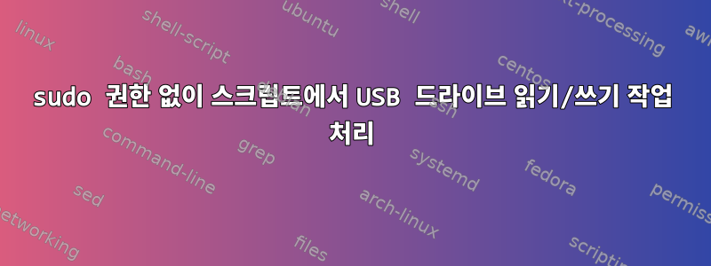 sudo 권한 없이 스크립트에서 USB 드라이브 읽기/쓰기 작업 처리