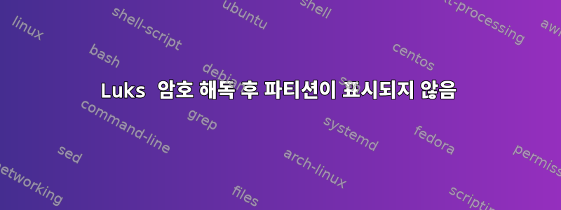 Luks 암호 해독 후 파티션이 표시되지 않음