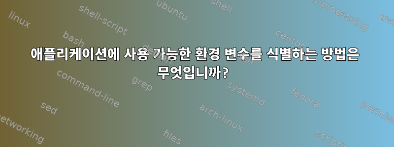 애플리케이션에 사용 가능한 환경 변수를 식별하는 방법은 무엇입니까?