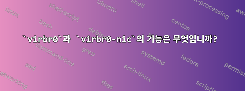 `virbr0`과 `virbr0-nic`의 기능은 무엇입니까?