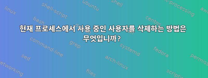 현재 프로세스에서 사용 중인 사용자를 삭제하는 방법은 무엇입니까?