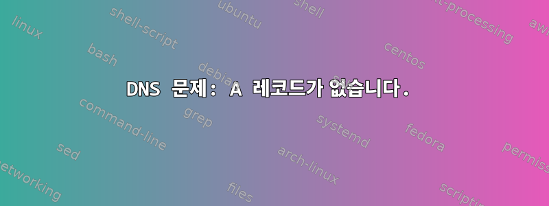 DNS 문제: A 레코드가 없습니다.