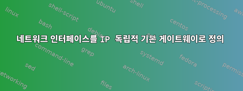 네트워크 인터페이스를 IP 독립적 기본 게이트웨이로 정의