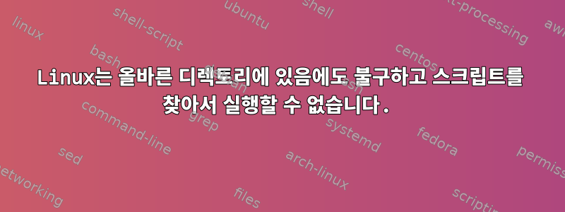 Linux는 올바른 디렉토리에 있음에도 불구하고 스크립트를 찾아서 실행할 수 없습니다.