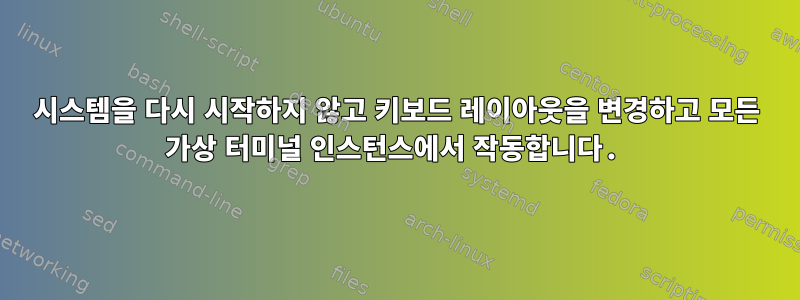 시스템을 다시 시작하지 않고 키보드 레이아웃을 변경하고 모든 가상 터미널 인스턴스에서 작동합니다.