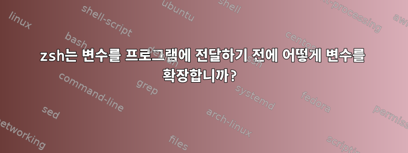 zsh는 변수를 프로그램에 전달하기 전에 어떻게 변수를 확장합니까?