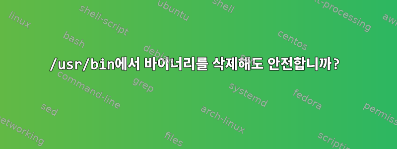 /usr/bin에서 바이너리를 삭제해도 안전합니까?