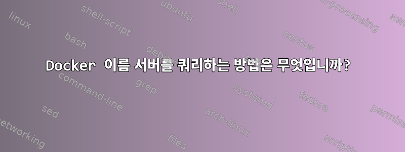 Docker 이름 서버를 쿼리하는 방법은 무엇입니까?