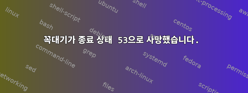 꼭대기가 종료 상태 53으로 사망했습니다.