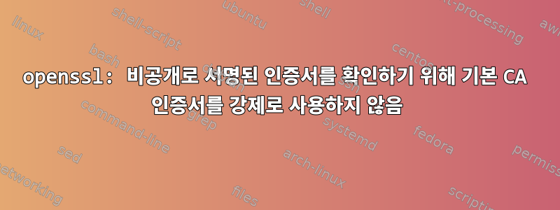 openssl: 비공개로 서명된 인증서를 확인하기 위해 기본 CA 인증서를 강제로 사용하지 않음