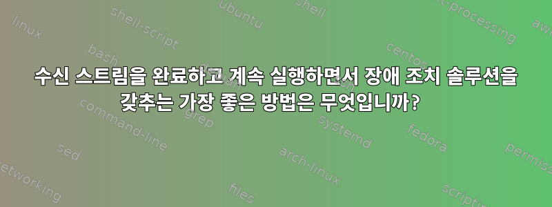 247 수신 스트림을 완료하고 계속 실행하면서 장애 조치 솔루션을 갖추는 가장 좋은 방법은 무엇입니까?