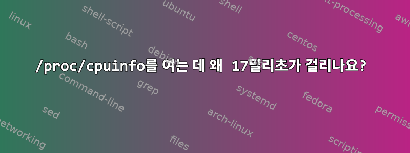 /proc/cpuinfo를 여는 데 왜 17밀리초가 걸리나요?