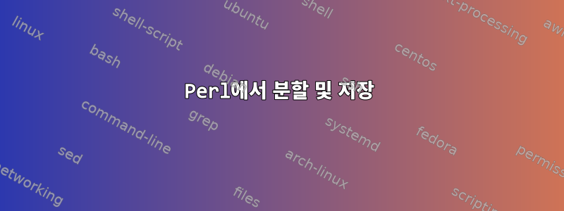 Perl에서 분할 및 저장