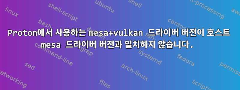 Proton에서 사용하는 mesa+vulkan 드라이버 버전이 호스트 mesa 드라이버 버전과 일치하지 않습니다.