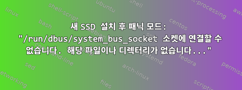 새 SSD 설치 후 패닉 모드: "/run/dbus/system_bus_socket 소켓에 연결할 수 없습니다. 해당 파일이나 디렉터리가 없습니다..."