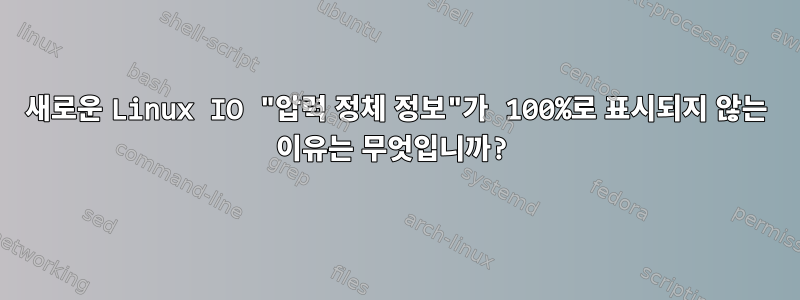 새로운 Linux IO "압력 정체 정보"가 100%로 표시되지 않는 이유는 무엇입니까?