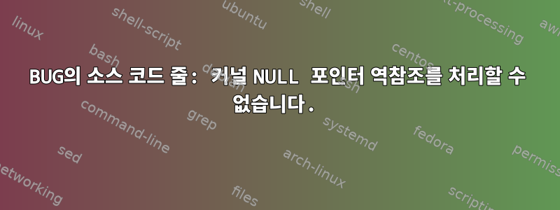 BUG의 소스 코드 줄: 커널 NULL 포인터 역참조를 처리할 수 없습니다.