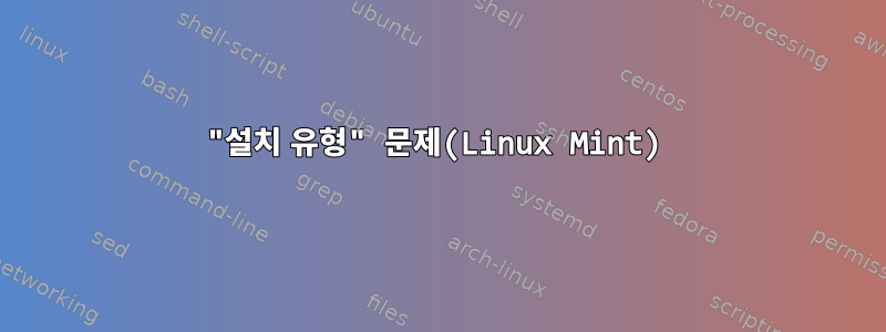 "설치 유형" 문제(Linux Mint)