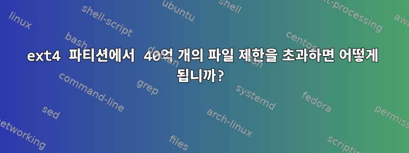 ext4 파티션에서 40억 개의 파일 제한을 초과하면 어떻게 됩니까?