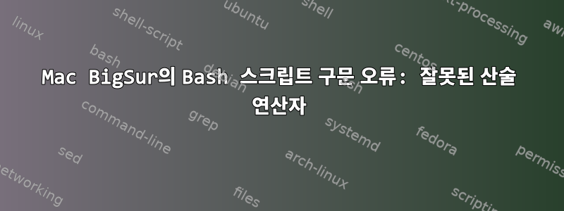 Mac BigSur의 Bash 스크립트 구문 오류: 잘못된 산술 연산자