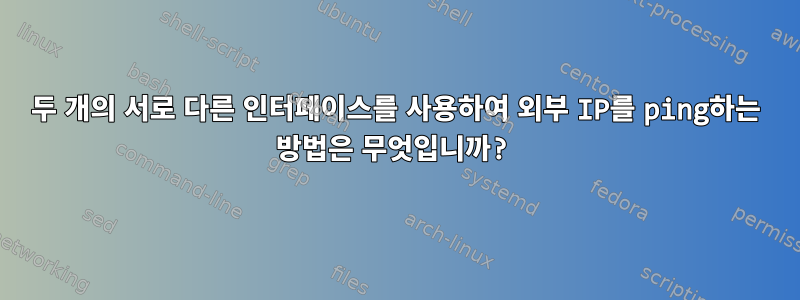 두 개의 서로 다른 인터페이스를 사용하여 외부 IP를 ping하는 방법은 무엇입니까?