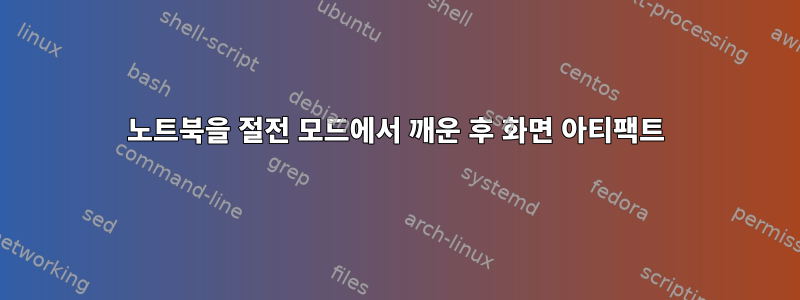 노트북을 절전 모드에서 깨운 후 화면 아티팩트