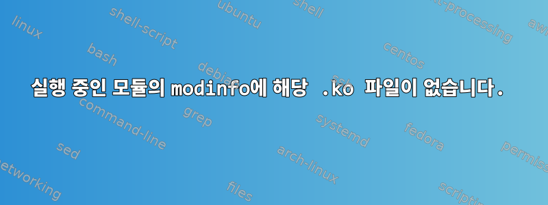 실행 중인 모듈의 modinfo에 해당 .ko 파일이 없습니다.