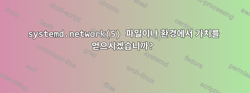 systemd.network(5) 파일이나 환경에서 가치를 얻으시겠습니까?