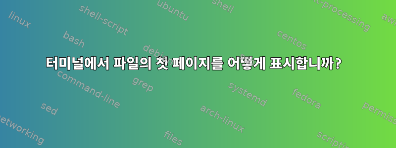 터미널에서 파일의 첫 페이지를 어떻게 표시합니까?