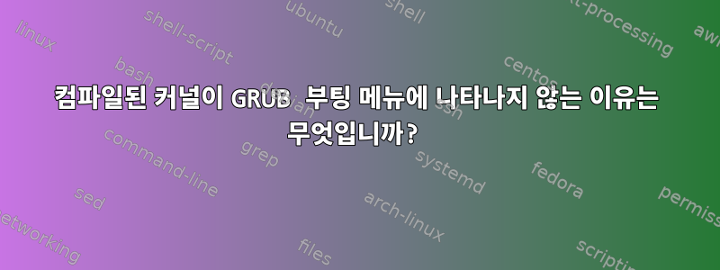 컴파일된 커널이 GRUB 부팅 메뉴에 나타나지 않는 이유는 무엇입니까?