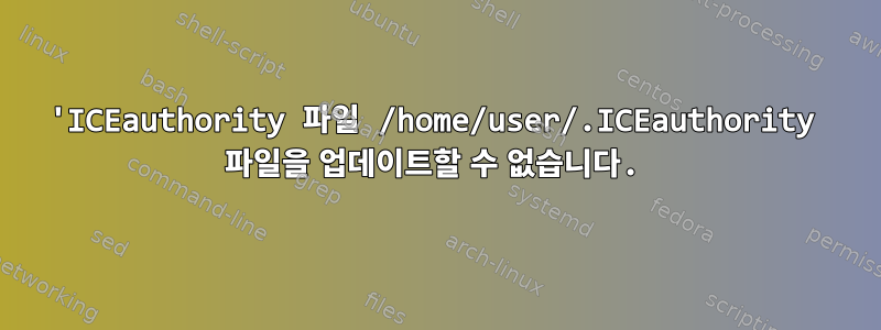 'ICEauthority 파일 /home/user/.ICEauthority 파일을 업데이트할 수 없습니다.