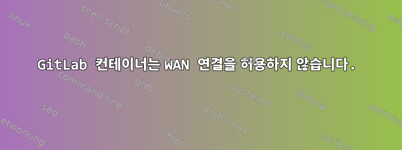 GitLab 컨테이너는 WAN 연결을 허용하지 않습니다.