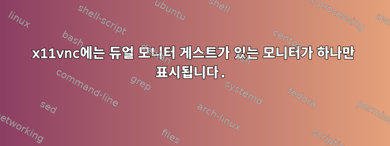 x11vnc에는 듀얼 모니터 게스트가 있는 모니터가 하나만 표시됩니다.