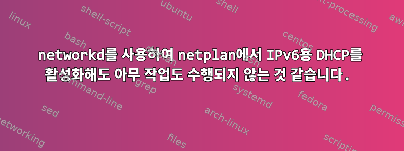 networkd를 사용하여 netplan에서 IPv6용 DHCP를 활성화해도 아무 작업도 수행되지 않는 것 같습니다.