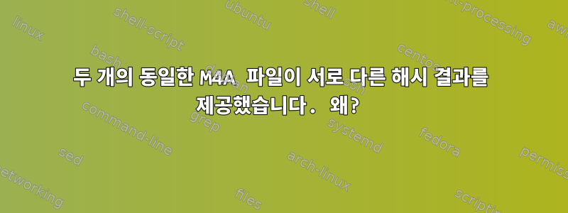 두 개의 동일한 M4A 파일이 서로 다른 해시 결과를 제공했습니다. 왜?