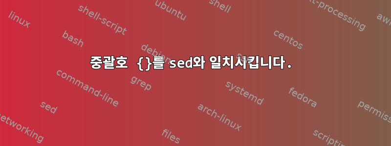 중괄호 {}를 sed와 일치시킵니다.