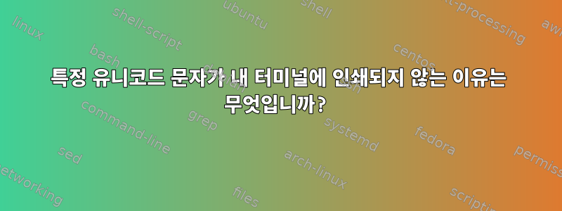 특정 유니코드 문자가 내 터미널에 인쇄되지 않는 이유는 무엇입니까?