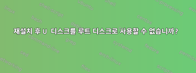 재설치 후 U 디스크를 루트 디스크로 사용할 수 없습니까?