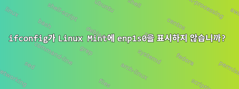 ifconfig가 Linux Mint에 enp1s0을 표시하지 않습니까?