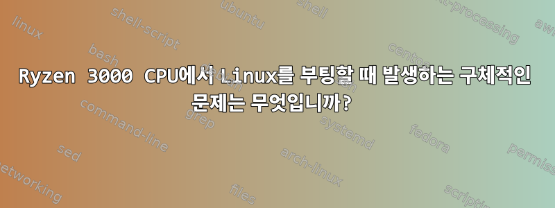 Ryzen 3000 CPU에서 Linux를 부팅할 때 발생하는 구체적인 문제는 무엇입니까?